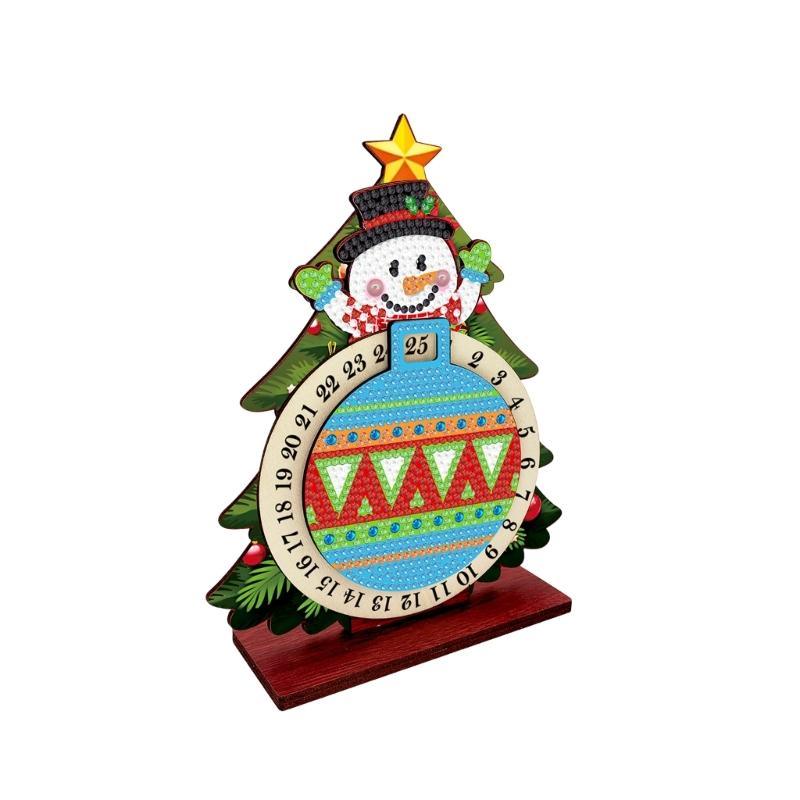 Christmas Number Panel Sign, Bead Art Holiday Accent for Desk Display with 1-25 Date Marker and Wood Stand Home