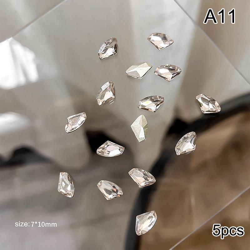 5Pcs Luxury Crystal Diamonds Pile Drills Nail Art Rhinestone 3D Diy Stacked Drill Jewelry Charms Manicure Decoration Accessorie