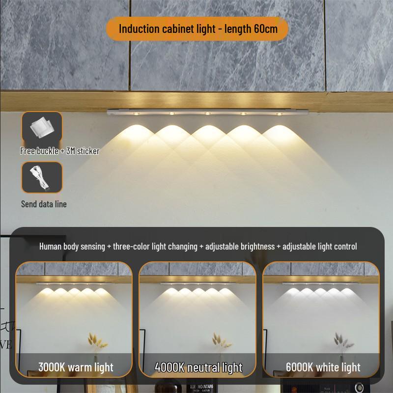 Ultra-Thin LED Cat's Eye Motion Sensor Lamp - Rechargeable & Self-Adhesive for Wardrobe or Wine Cabinet