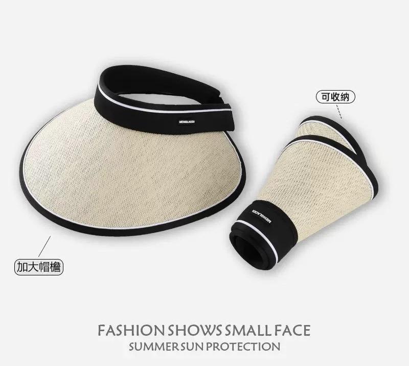 Wholesale Sun Hat Women's Summer Big Brim Cycling UV Protection Empty Top Sun Hat Foldable Face Cover Sun Protection