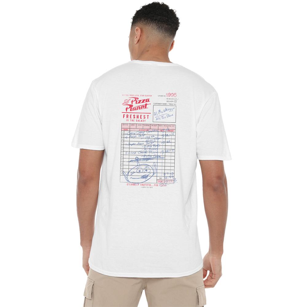 Toy Story Unisex Adult Pizza Planet Menu Back Print T-Shirt