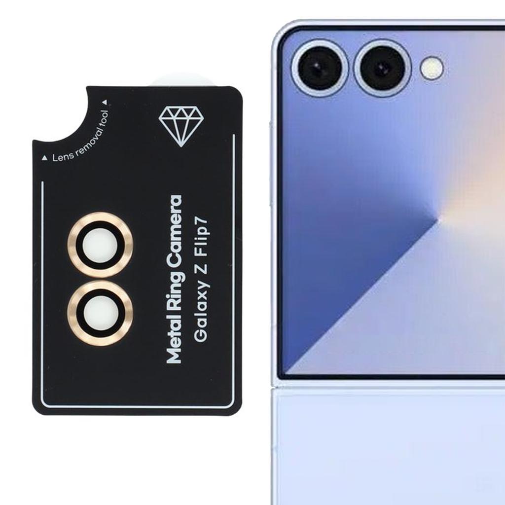 For Samsung Galaxy Z Flip7 5G Camera Lens Protector Set Electroplating Metal+Tempered Glass Individual Lens Film