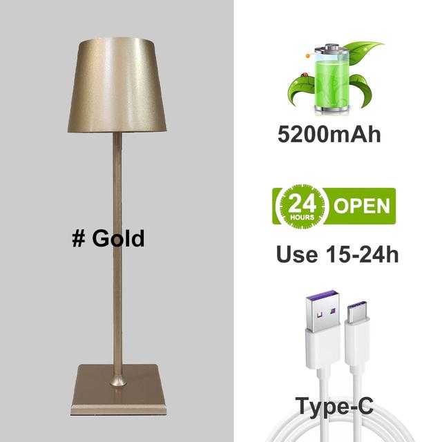 Lampada Da Tavolo Ricaricabile Usb Senza Fili Da 5200mAh Lampada Da Tavolo Con Interruttore Tattile Impermeabile Poldina Per Cam