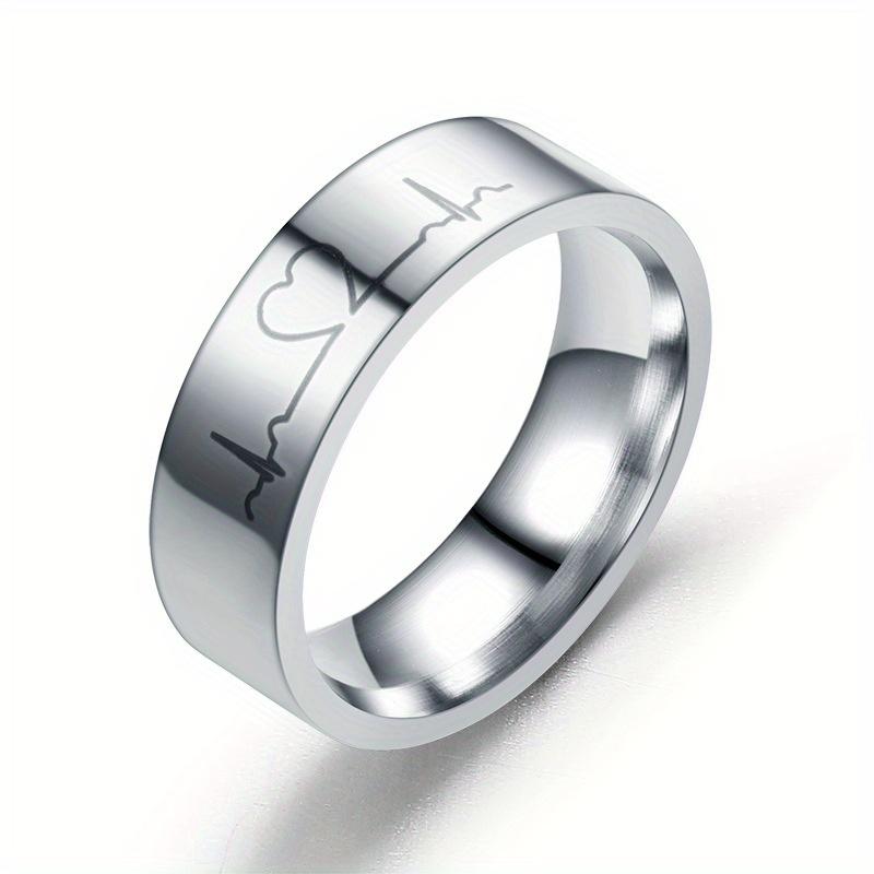 1Pc Fashion Fashion ECG Titanium Steel Ring Is A Ring Suitable for Men and Women To Wear