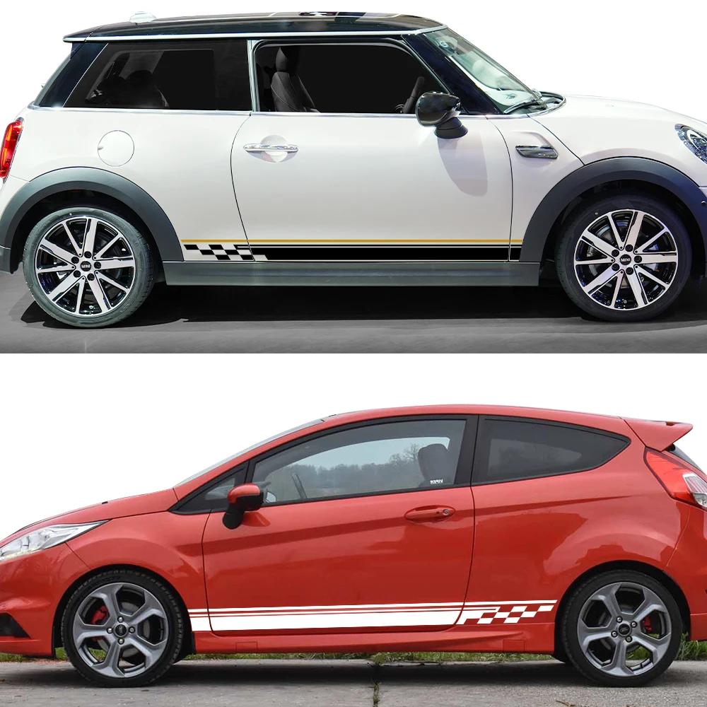 Car Body Side Door Stickers Racing Stripes Vinyl Decals Auto Decoration Accessories For Ford Fiesta MK7 3 Door ST 2008 - 2017
