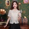 2024 Sommer Chinesischer Stil Hohl透视 Kurzarm Damenhemd