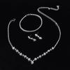 Elegant Rhinestone Set: Necklace, Earrings & Bracelet with Claw Chain Design - Multiple Styles