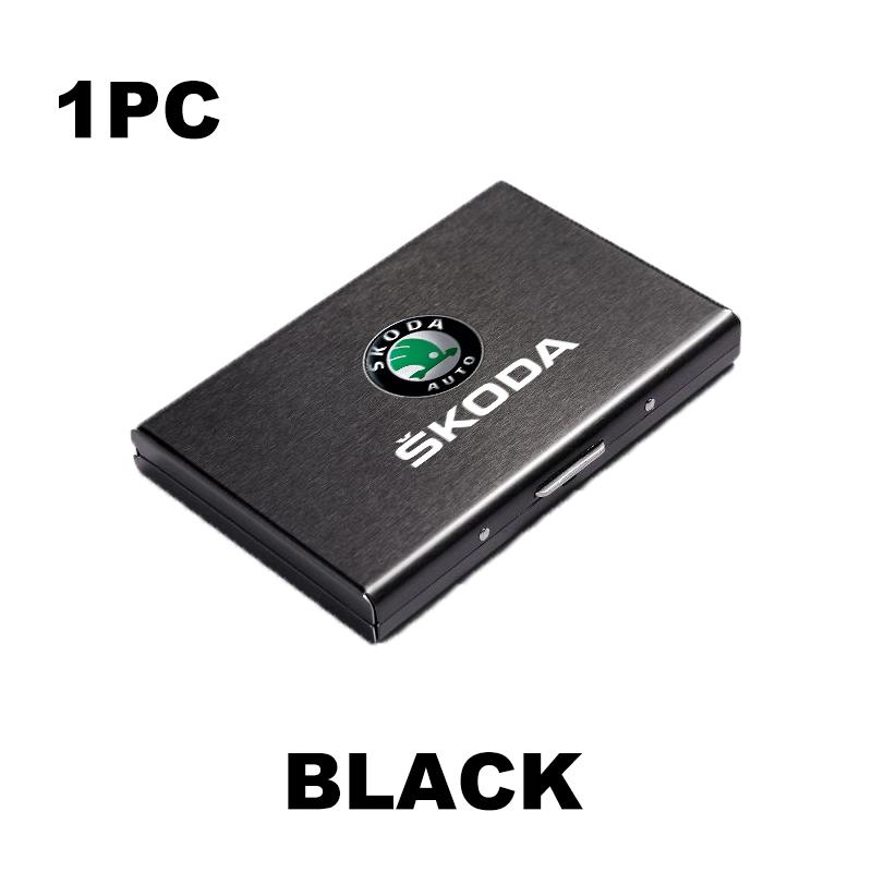 For Skoda RFID Blocking Metal Wallet Clip Credit Card Holder Money Wallets Slim ID Card Case Kamiq Karoq Octavia 2 3 Rapid Scala fsvr64