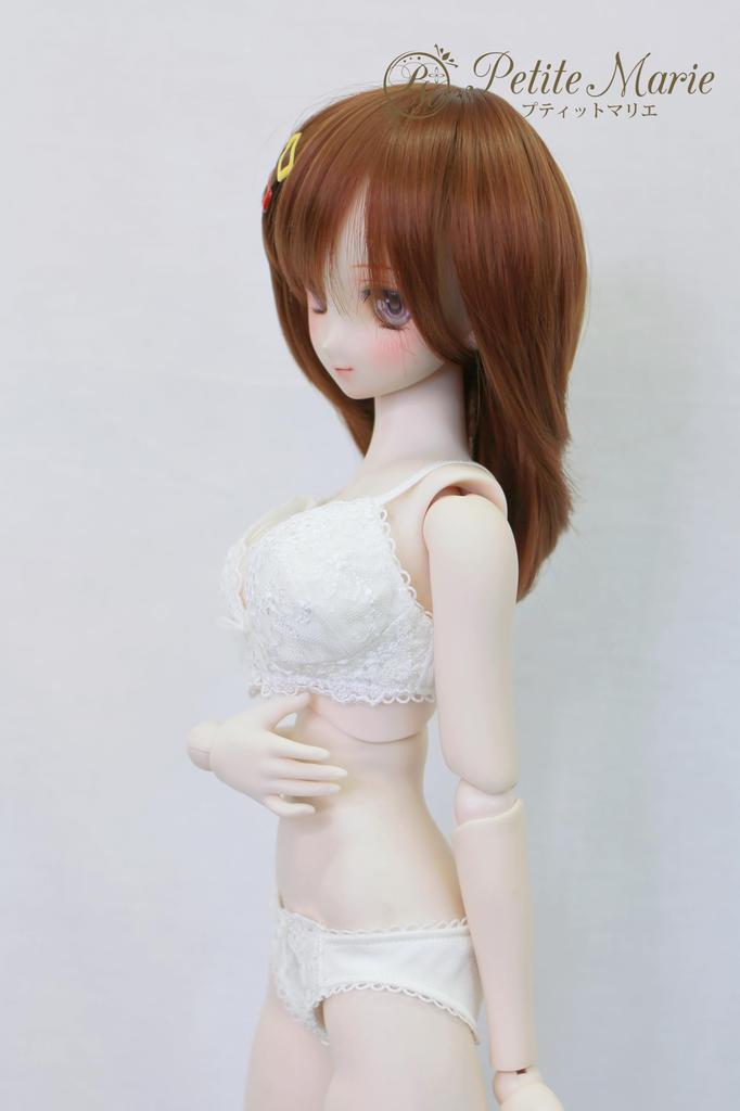 [Petite Marie] 13 DD DDS L-bust Compatible Lingerie Set, Bra and Panties Set, White, Smooth Material, Floral Embroidery, Floral Lace, 60cm Doll, BJD