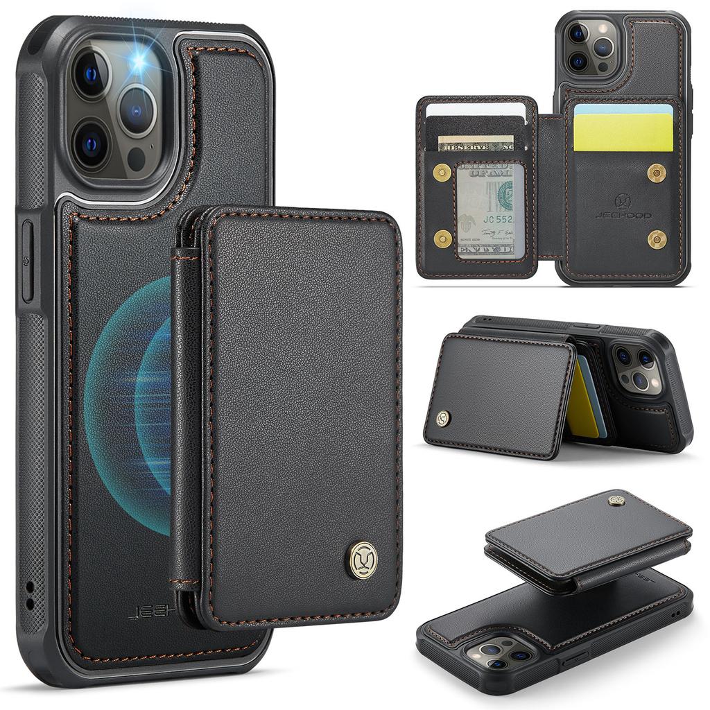 For iPhone 12 Pro Max Case Leather Mobile Cover with Detachable Magnetic Card Bag