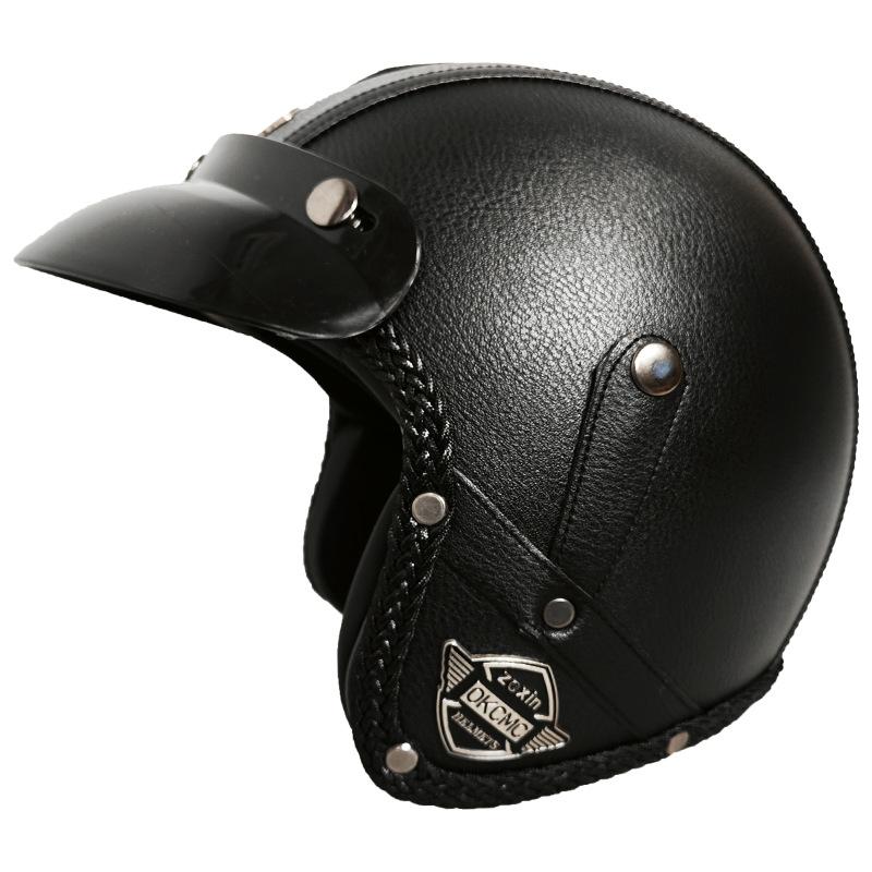 

Ретро шлем 3/4 для мужчин и женщин, шлем ручной работы из кожи Four Seasons, защитный шлем для электромобиля XL