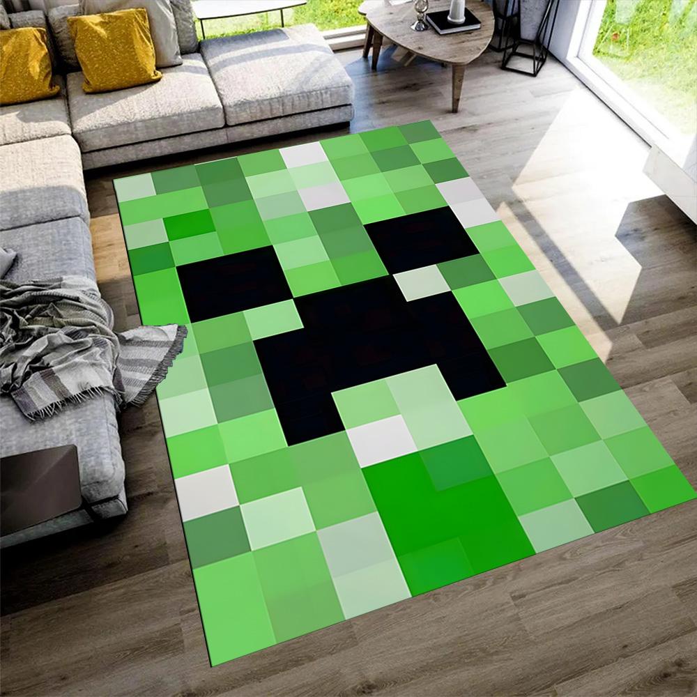 Minecraft Creeper Pixel Art Carpet Design for Decorate room Study room Playrooms Balcony Anti-slip Rug Decorate Offices Best for Christmas