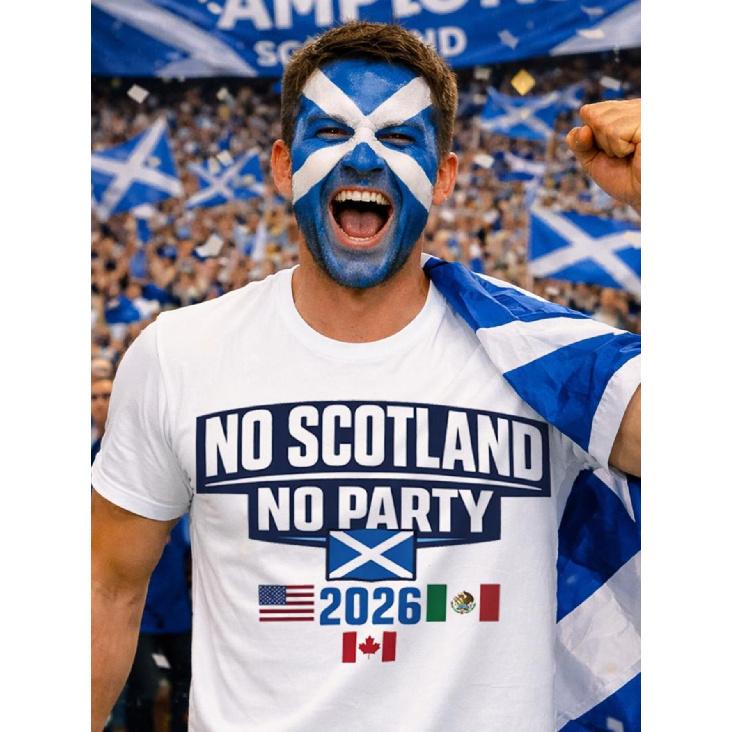 No Scotland No Party Football T-Shirt Cup Football Tournament of The World 2026 T-Shirt Kids Adult Unisex S чёрный