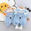 Set Estivi per Neonati e Bambini Piccoli Salopette di Jeans Pantaloncini T-Shirt