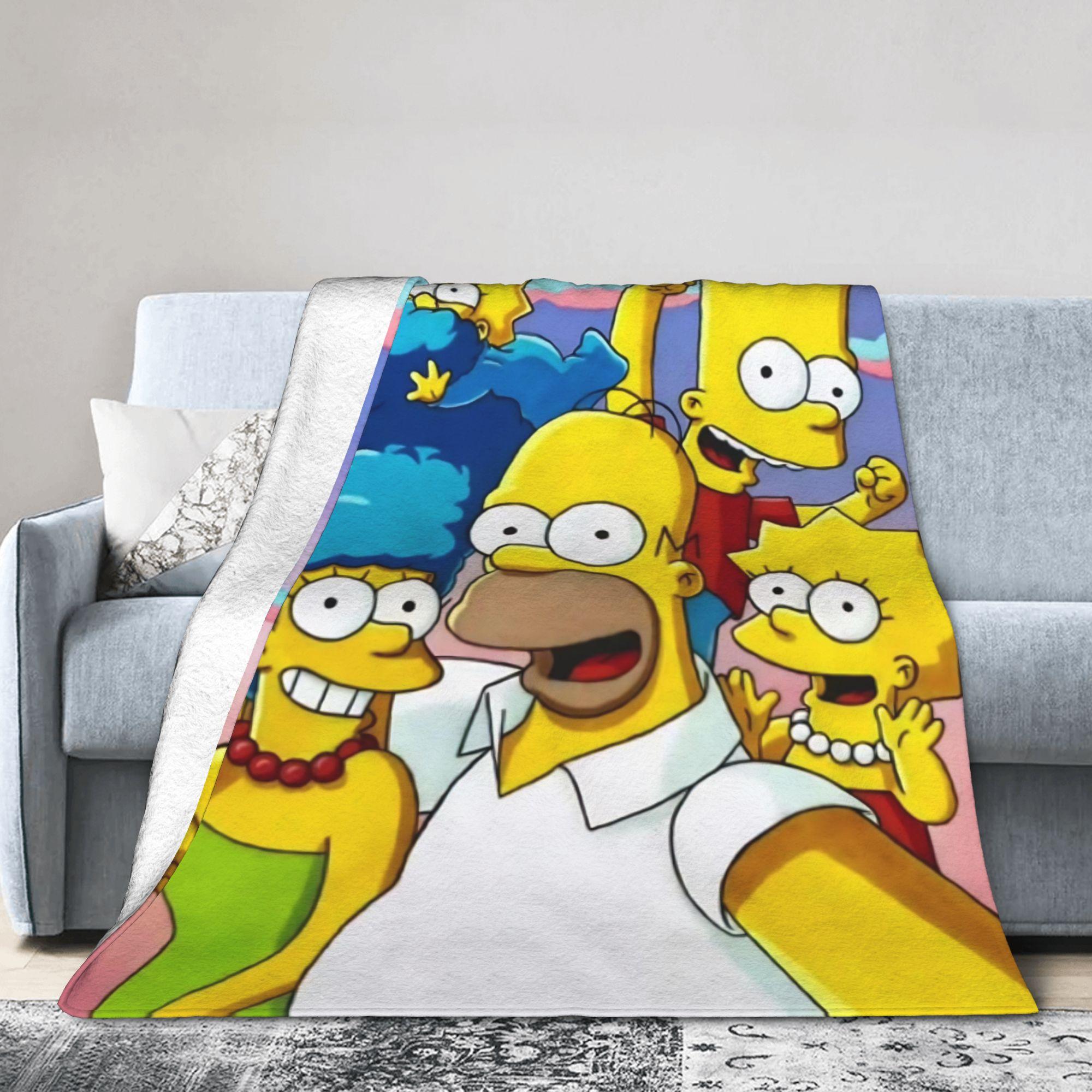 

T-The Simpsons Warm Soft Blankets Girls Boys Plush Throw Blanket Novelty Couch Chair Flannel Bedspread Sofa Bed Cover 75cmx90cm