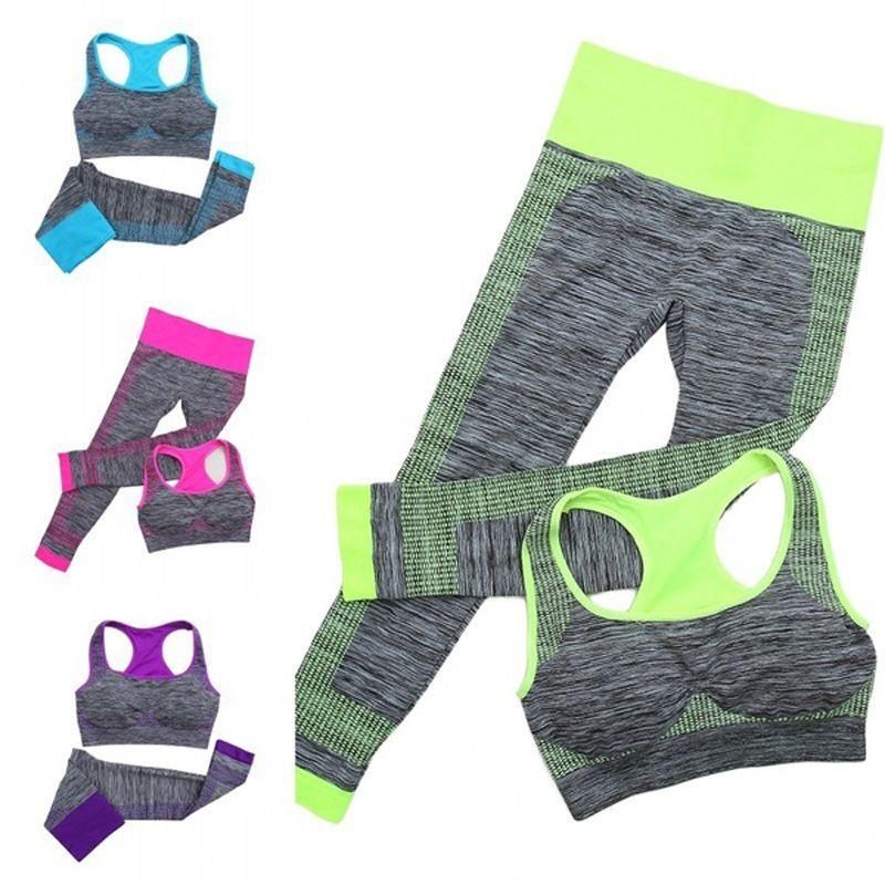 Premium Quality Fitness Workout Clothing Women's Gym Sports Running Girls Slim Leggings And Tops