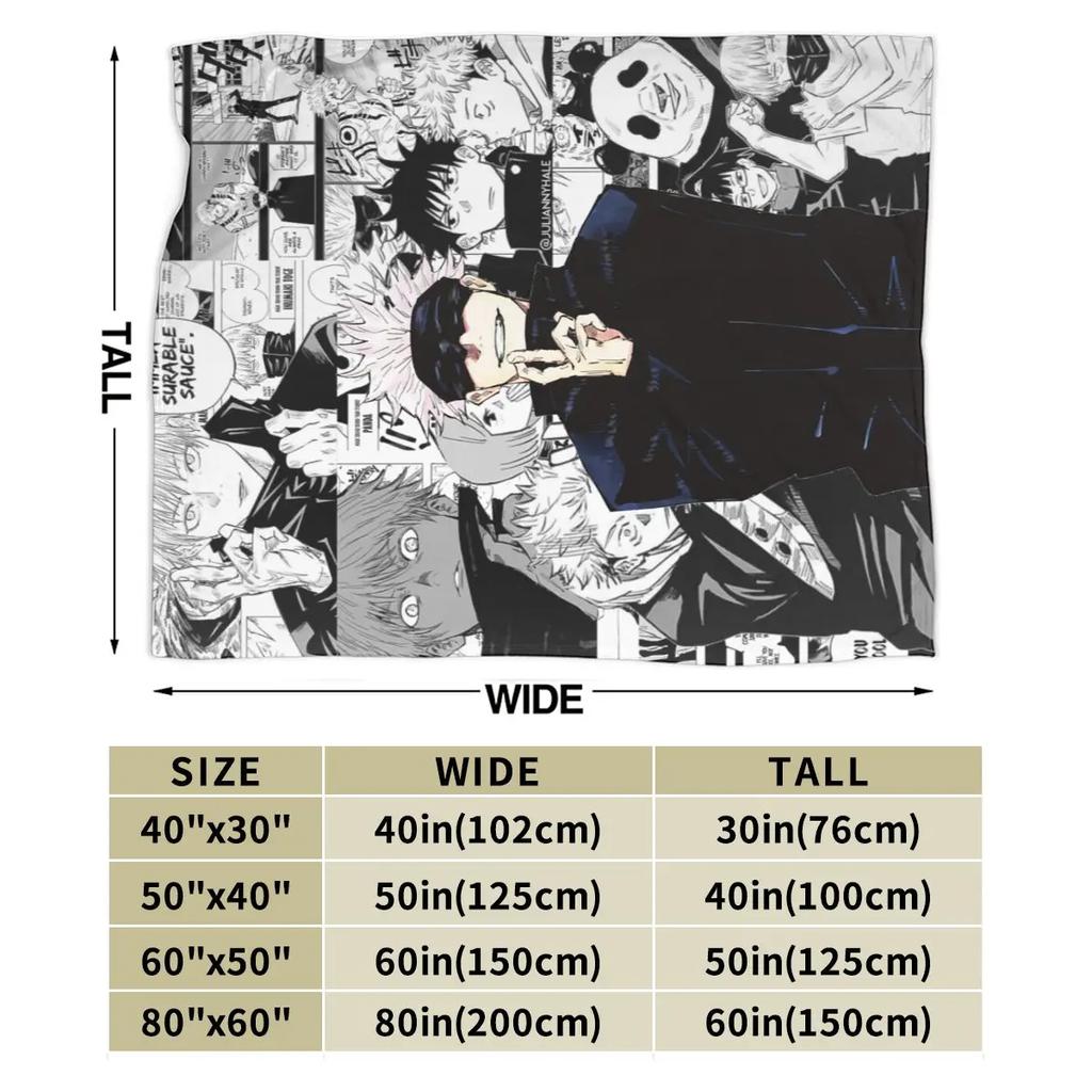 Anime Jujutsu Kaisen All Season Fleece Blanket Throw Ultra Soft Flannel Blanket Digital Printed Premium Fluffy Microfiber Fleece