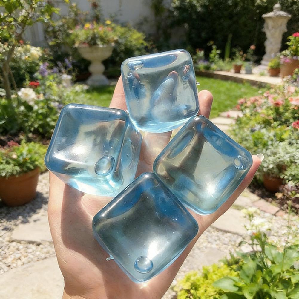 Realistic Clear Blue Ice Cube Stress Relief Toy Squeeze Fidget Toy For Anxiety Soft Sensory Toy For Adults Gift