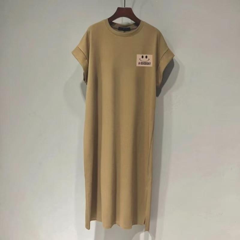 Short-sleeved T-shirt Skirt, Summer Mid-length Knee-length Dress, Slimming Over-the-knee Dress