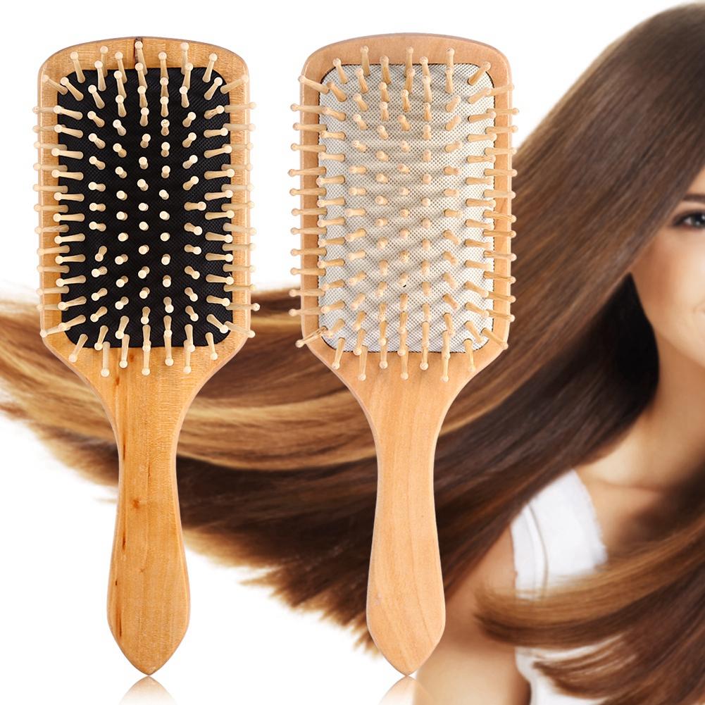 Natural Wooden Combs Paddle Hair Scalp Care Healthy Cushion Airbag Massage Hairbrush 2 Colors