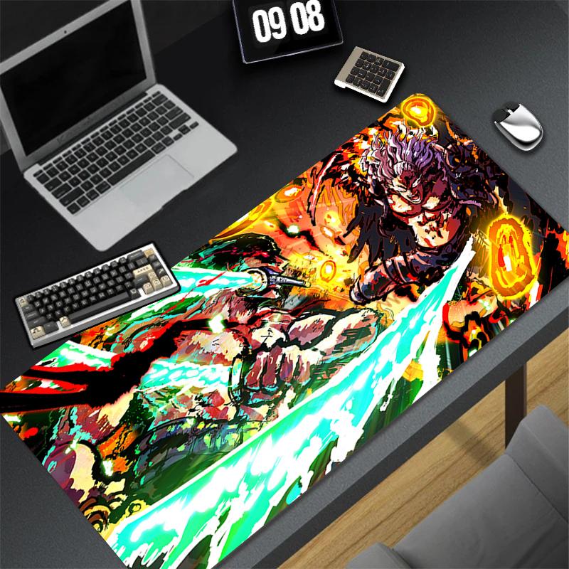 Japan Anime Mousepad Computer Gamer Lock Edge Extended Desk Mat Laptop One Piece Zoro Keyboard Mouse Pad Natural Rubber Carpet