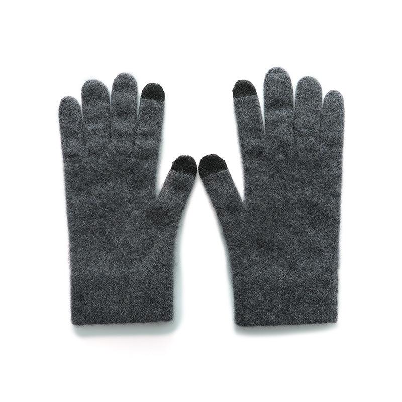 Touch Screen Gloves Cashmere Autumn and Winter New Style Unisex Flat Warm Cycling Windproof Knitted Five Finger
