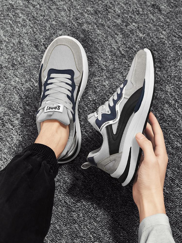 New men's shoes breathable mesh lace-up dad shoes men's running casual sports shoes