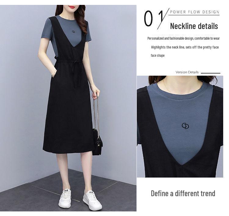 2022 Europäisches Sommer Trägerkleid: Lässig, Figurbetont, Mittellanger Zweiteiler-Rock