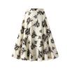 Falda Midi Boho para Mujer de Línea A con Volantes Cintura Alta Elástica Casual de Verano Plisada Fluida Estampado Floral Faldas Acampanadas Debajo de la Rodilla para Mujer
