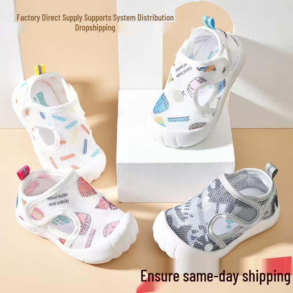 Breathable Mesh Toddler Sandals with Non-Slip Soft Soles and Velcro for Boys & Girls