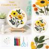 Golden Floral Hand Embroidery Kit with Embroidery Hoop, Scissors and Needle Threader