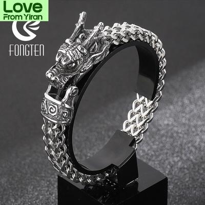 Fongten Hlava Draka Zvíře Punk Pánský Náramek Nerezová Ocel Designový Cool Viking Trendy Těžký Šperk Dárek