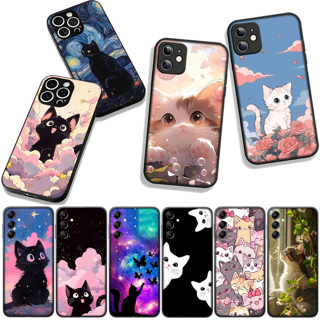 Cover for Huawei P30 P20 P10 Mate 10 20 Pro Lite Y9A Y8S P Smart Y7 Y9 Prime Y6 Casing Phone Case Cartoon Kitten Cat Meow