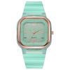 Spring/Summer Women's Square Silicone Watch - Fashionable Student Style with Diamond Accents