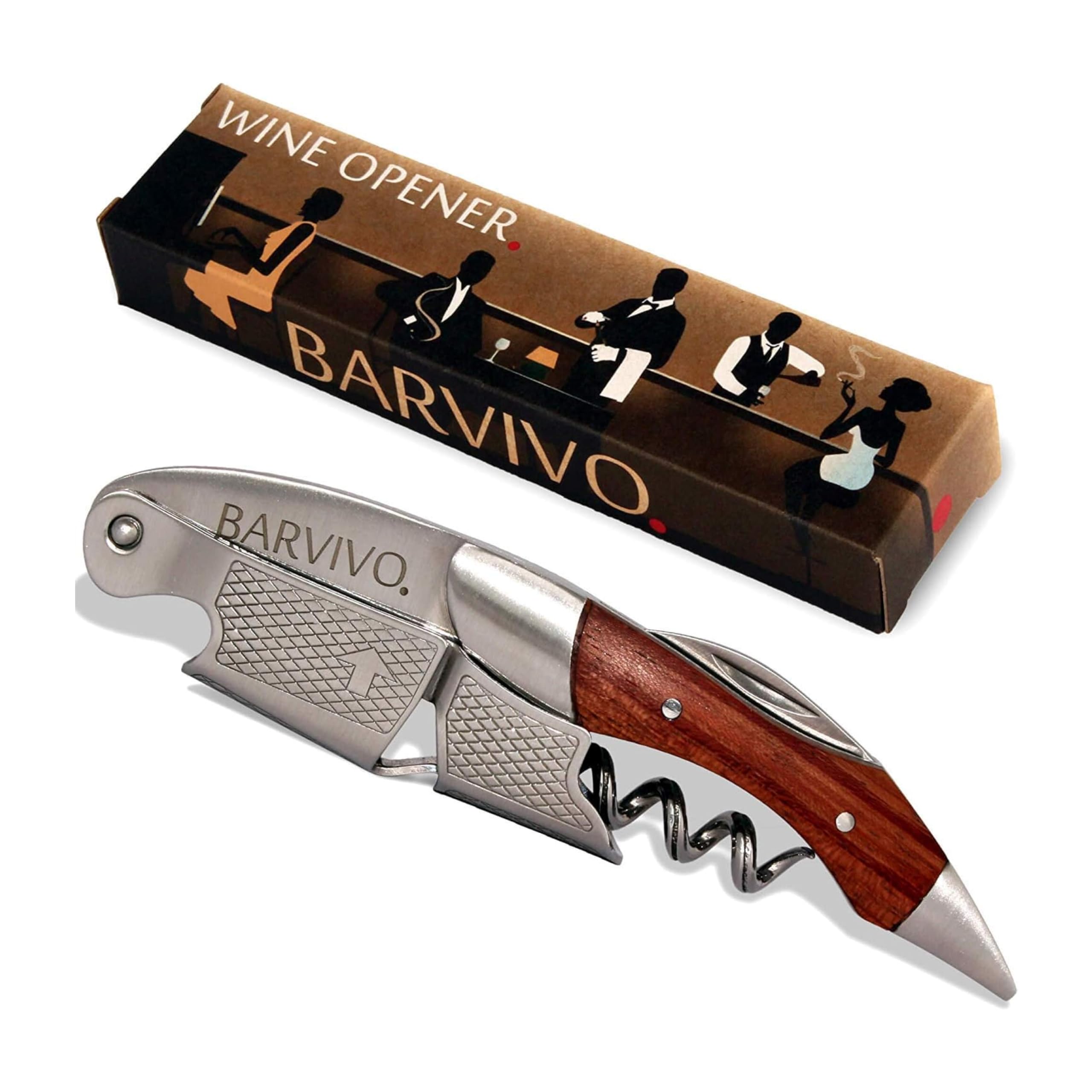 

Barvivo Professional Sommelier Knife Perfect for Opening Beer and Wine Perfect for and Bartenders Made with Stainless Steel and Natural Red - Bottles,