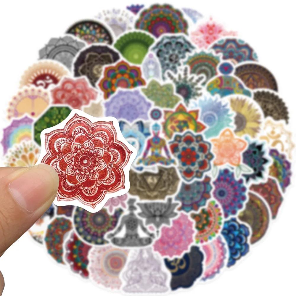 60Pcs Mandala Flowers Yoga Cartoon Graffiti Stickers Decals Decoration Diy Skateboard Notebook Phone Laptop Cute Sticker