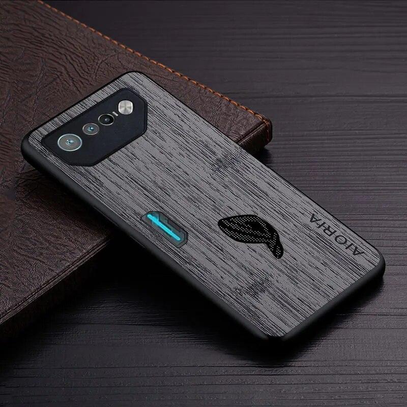 Pouzdro pro Asus ROG Phone 7 5G funda vzor bambusové dřevo Kožený kryt telefonu Luxusní coque pro pouzdro Asus ROG Phone 7