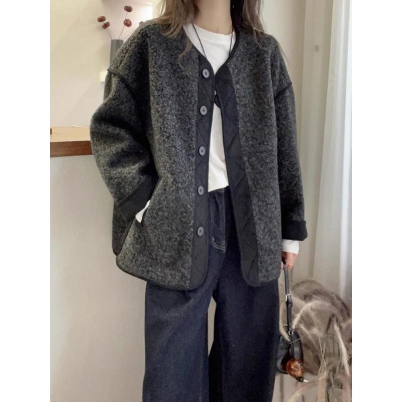 

Grey Fur Integrated Jacket Women s Autumn and Winter Large Size Thickened Thermal Top M