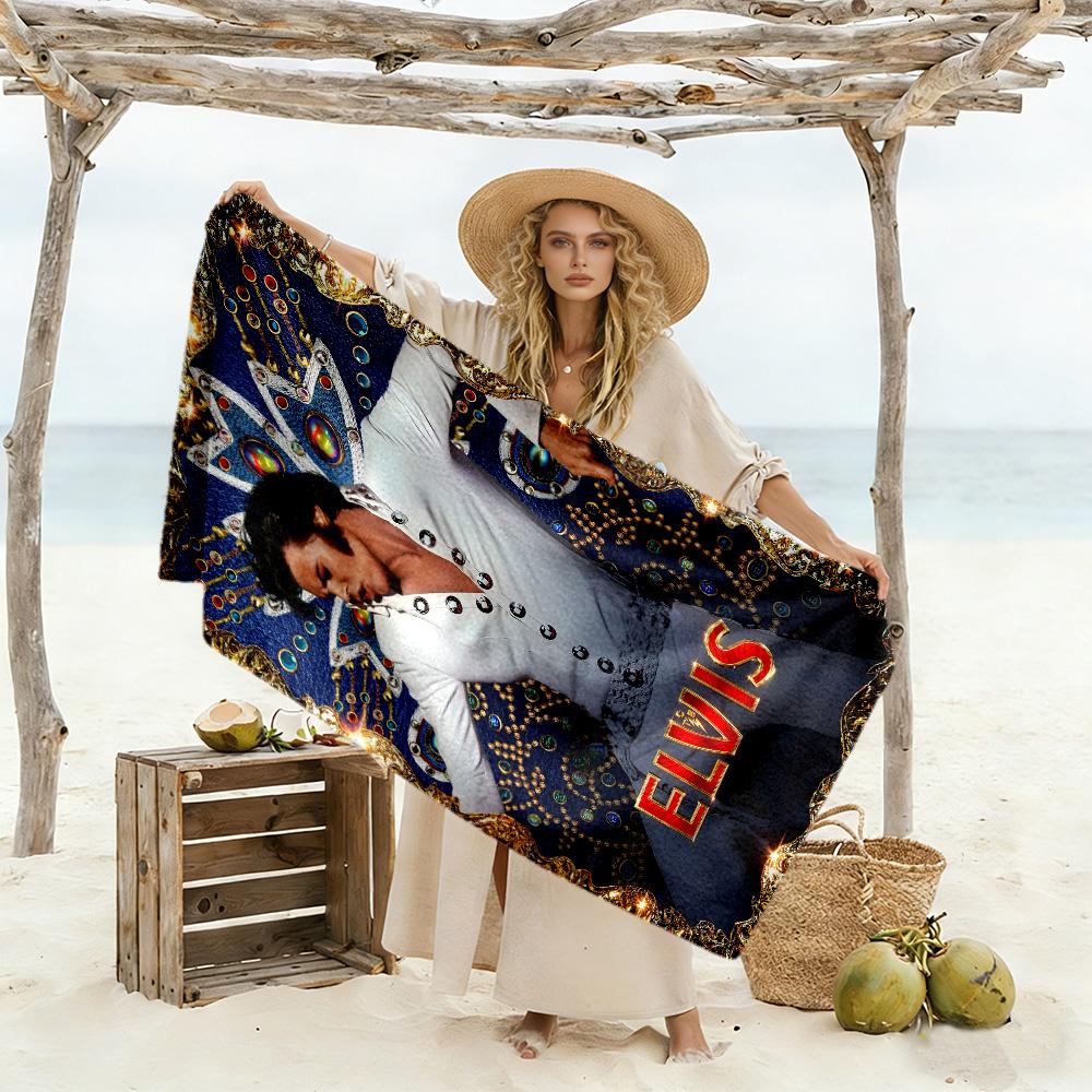 Elvis Presley Strandtuch für Strandreisen Tragbar Bedrucktes Strandtuch Outdoor-Accessoire Geburtstags-/Weihnachtsgeschenk