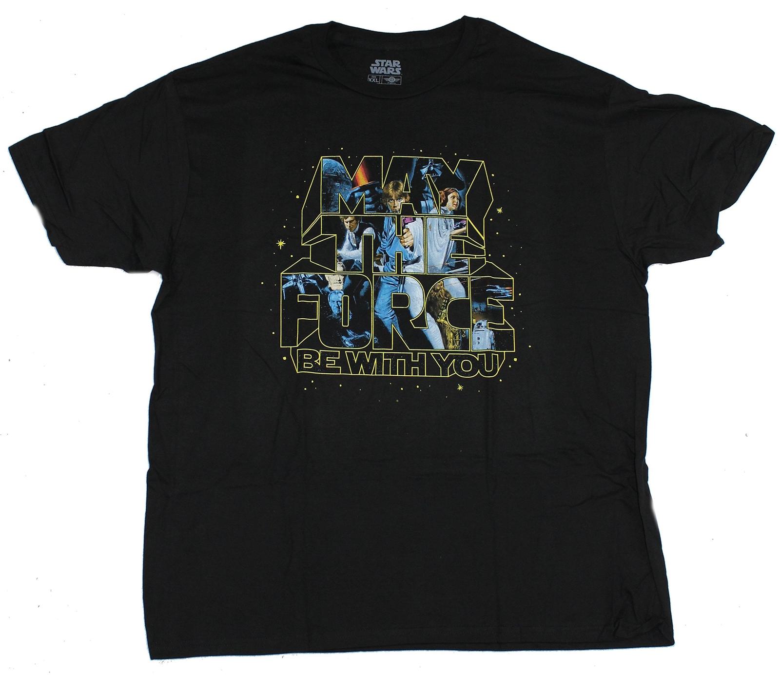 Star Wars Adult New T-Shirt - May The Force Be With You Poster In Words S