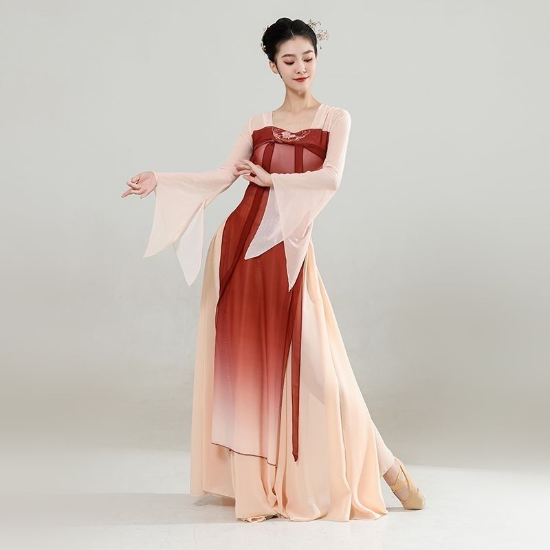 Oblečení pro klasický tanec pro ženy, Dlouhé šaty, Pohádkové cvičební oblečení, Taneční oblečení s čínskými prvky