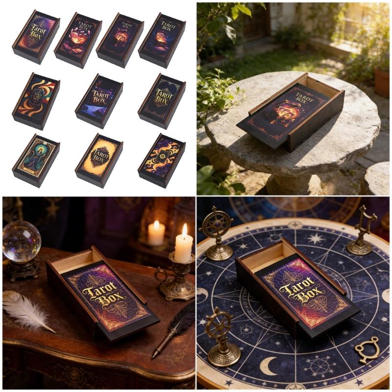 Rechteckige Holzkarte Box Spielkarten Tarots Behälter Schmuck Aufbewahrungskoffer Verpackung Poker Spiel Leere Poker Karten Aufbewahrungskoffer