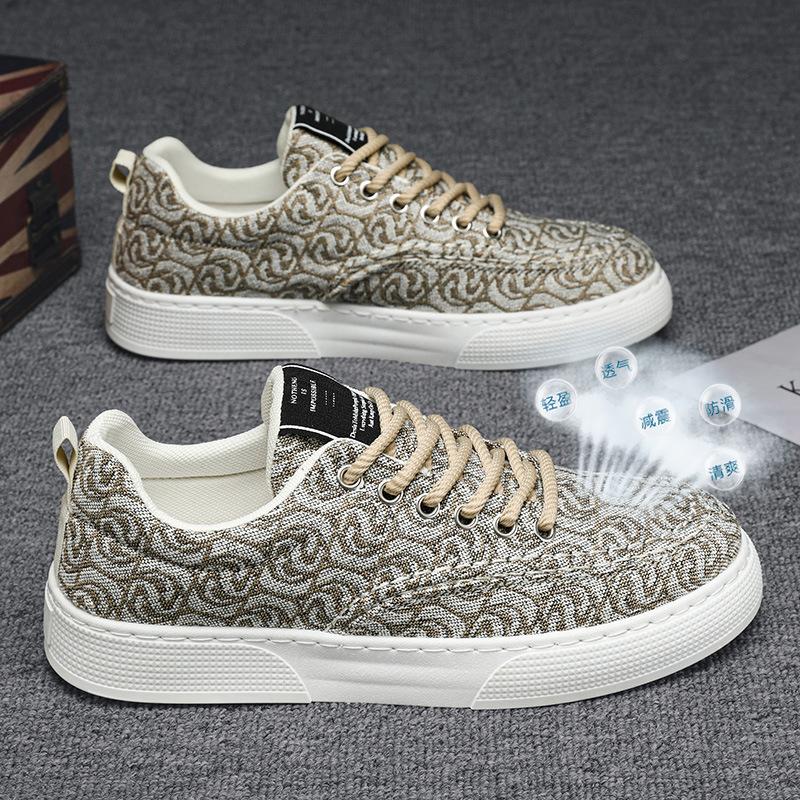 

Чоловічі парусинові черевики на низькому ходу, літо 2025, нові нішеві низькі черевики з друкованою дошкою, чоловіче взуття на платформі, спортивне та відпочинкове модне взуття 44