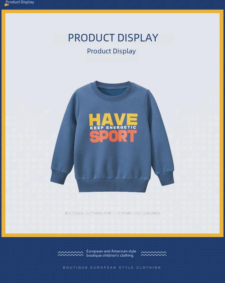 Sweat-shirt pour garçon 27kids - Printemps 2024, Doublure en velours, Vêtement une pièce pour bébé.