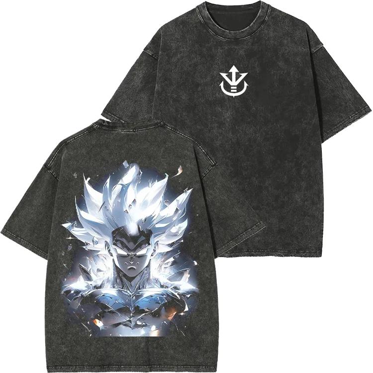 Dragon Ball Retro Washed T-shirt Wukong Demon Man Buou Pure Cotton Cartoon Men's and Women's Animation Short-sleeved Clothing