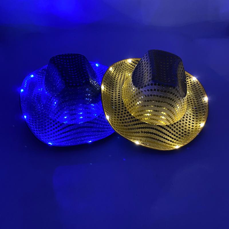 Blinky LED Light Cowboy Cowgirl Hat Flashing Cap Glowing Hat Carnival Men Women Bachelorette Party Wedding Bridal Supplies