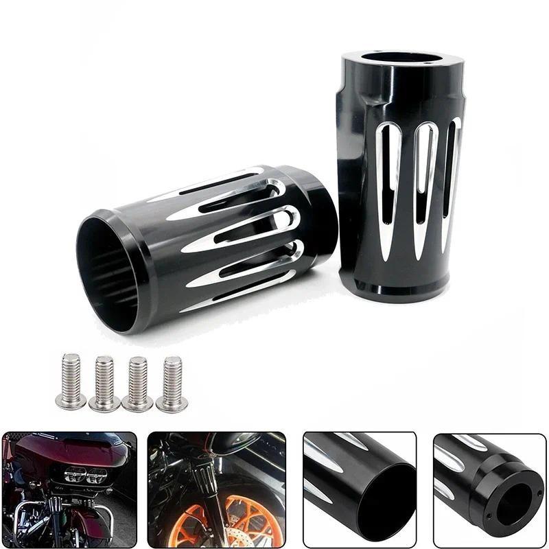 For Harley 1984-2020 2Pcs Motorcycle Fork Slider Cover Trim With Bolts Touring Models Motorbike Decor Accessories