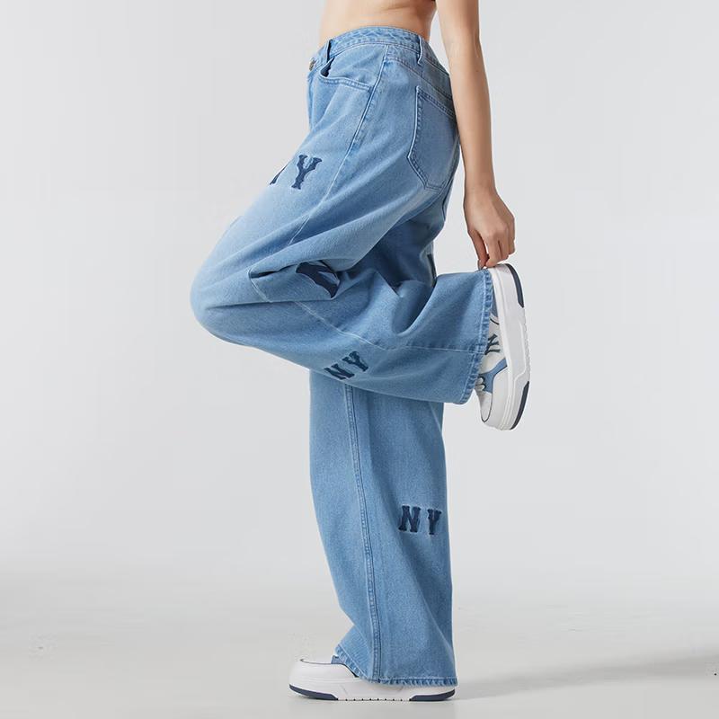 New MLB New York Yankees Old Flower Jeans Women's Light Blue 3FDPG0351-50BLL