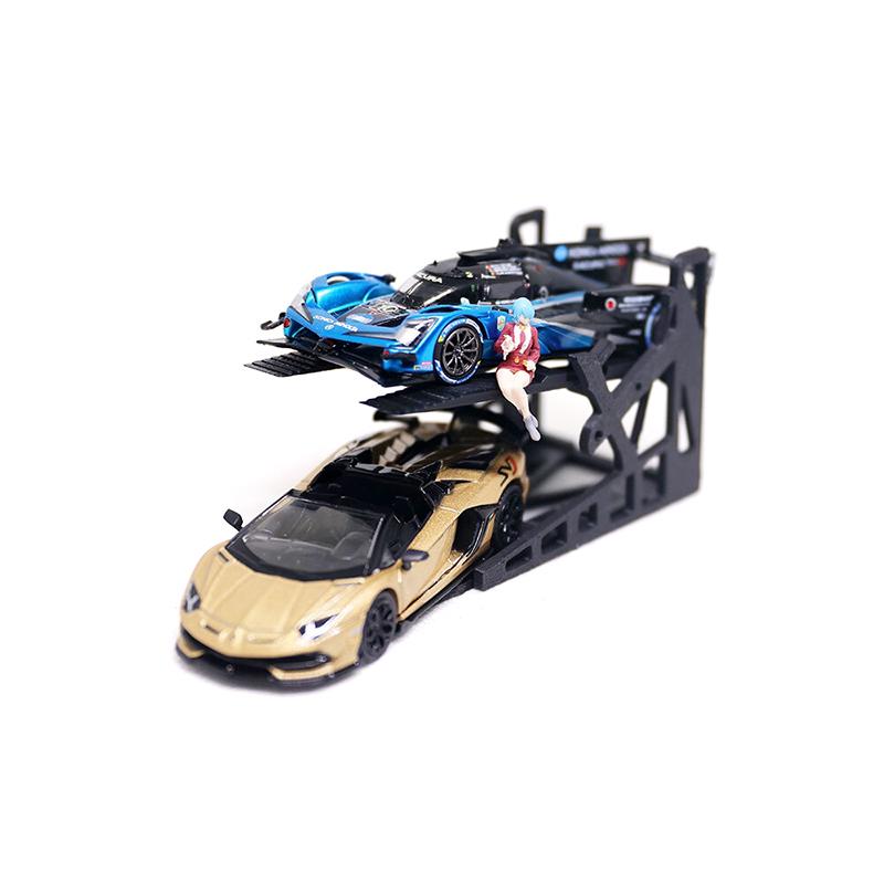 1 Set Cadru Model Parcare Vehicule cu Două Nivele Pentru Mașinuță Jucărie Aliaj 1/64 Piese de Asamblare Decor Scenă Suport Mașină Garaj Imprimat 3D