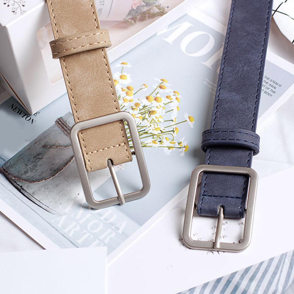 Men Women Belt Fashion Synthetic Leather Vintage Belt Button Versatile Square And Simple Belt P B1X4